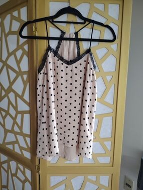 Express Blush Polka Dot Lace-Trim Cami